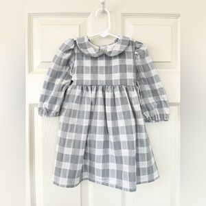 Mabel & Honey Grey Plaid Checkered Kids Dress